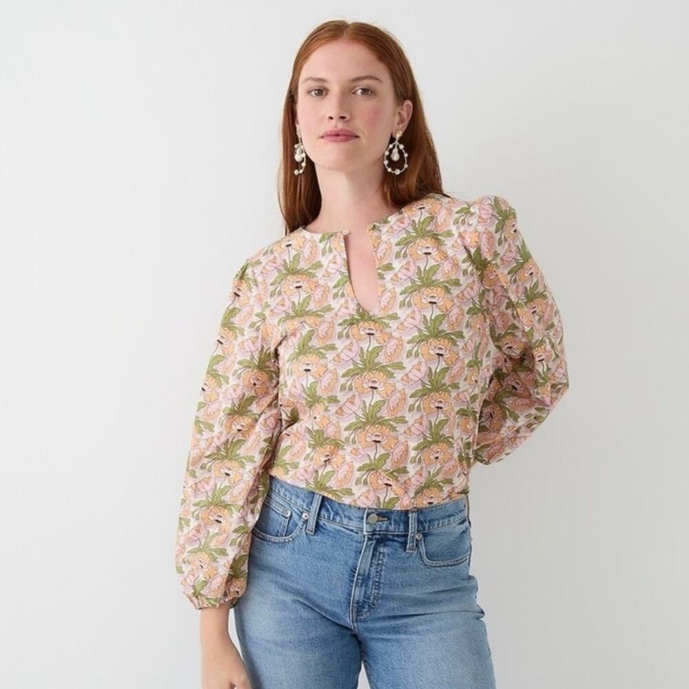 J. Crew Liberty Fabrics Keyhole Popover in Butterfield‎ Poppy Floral